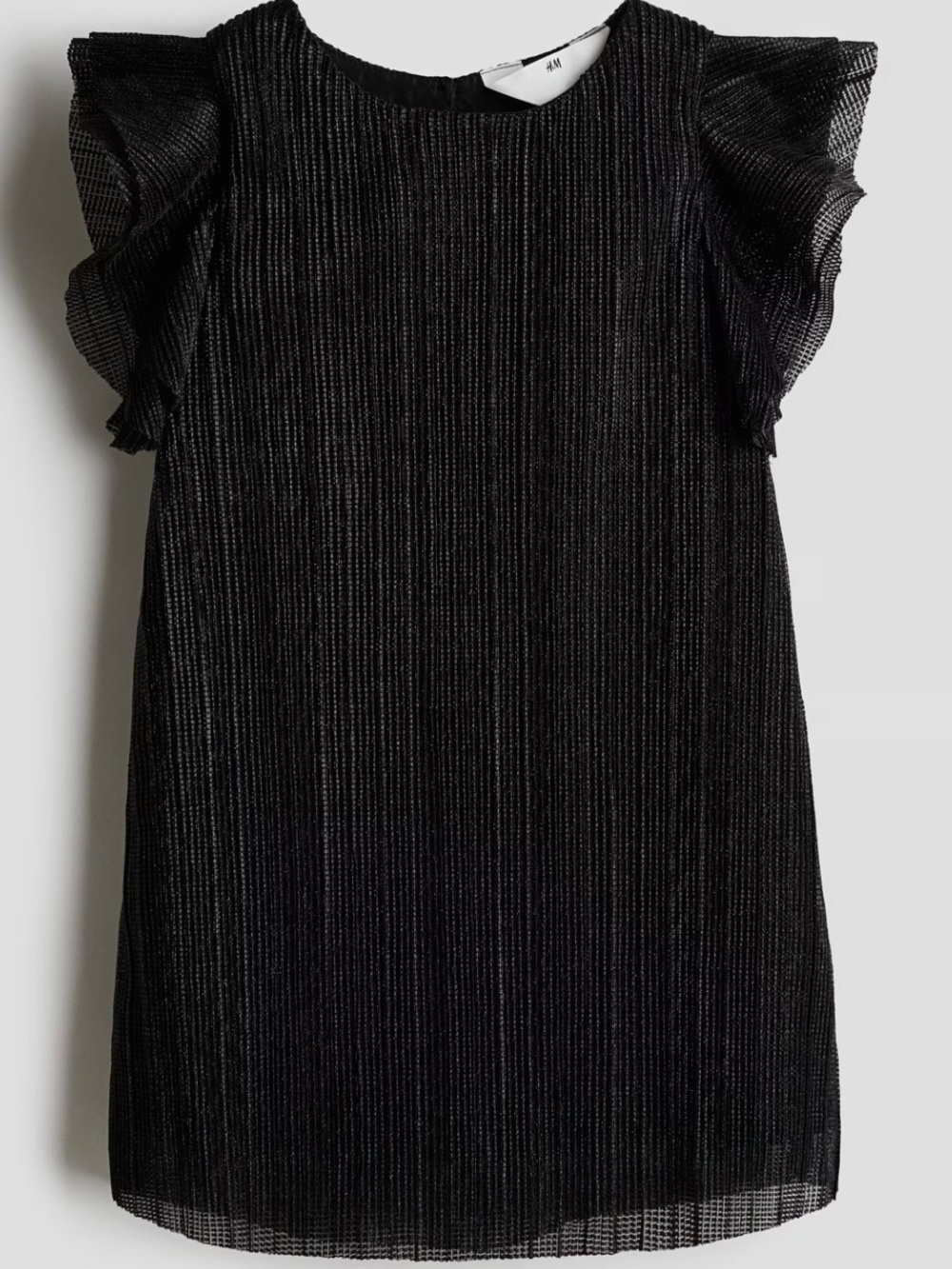 H&M Black Metallic Flutter Sleeve Dress
